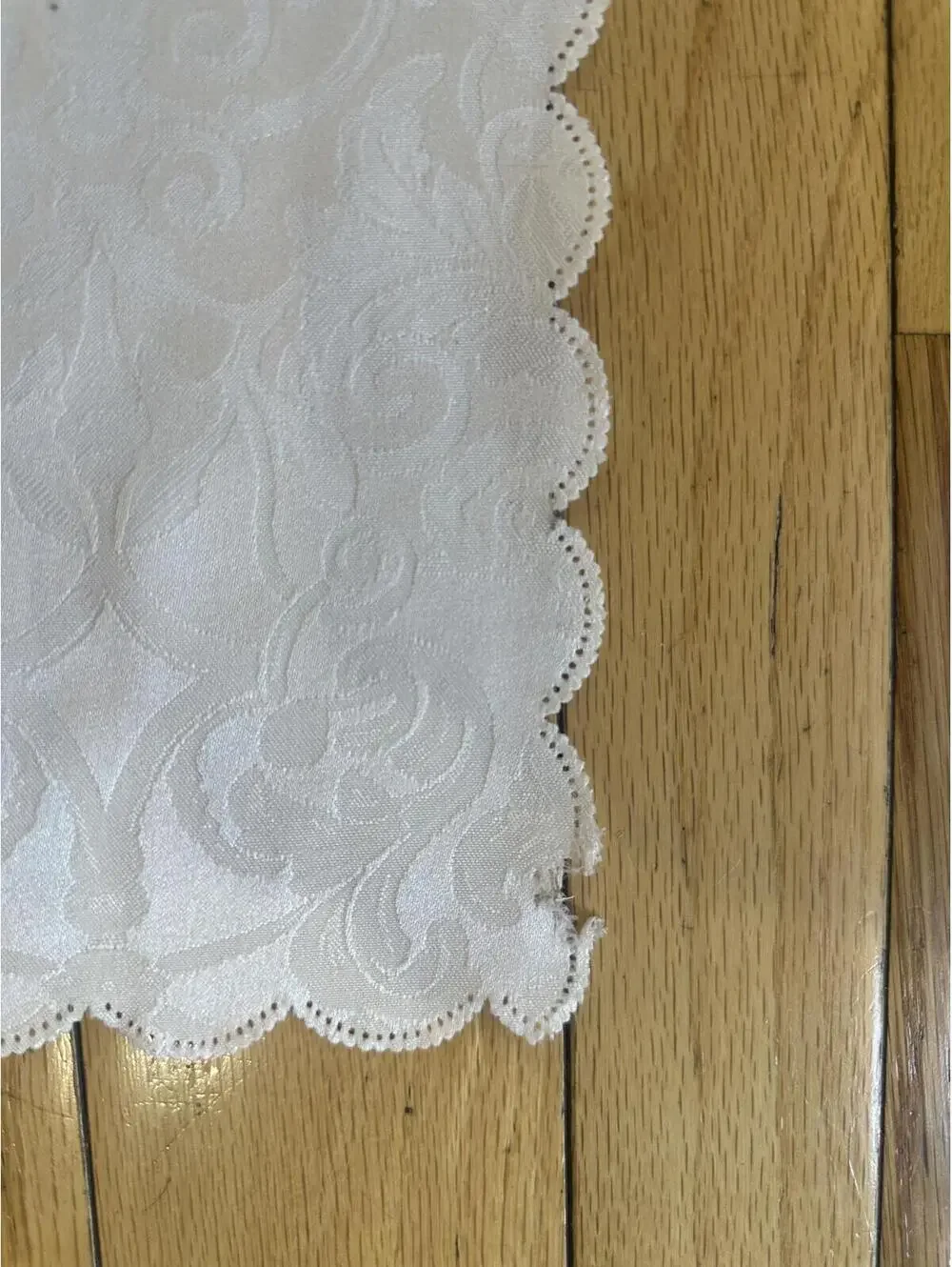 Vintage White Damask Curtains Pair 64” x 56” Rod Pocket Cottagecore